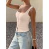 image:imageREORIA Womens Sexy Ribbed Button Down Square Neck Tank Tops Trendy Y2K 2026 Summer Sleeveless Going Out Vest Crop TopsApricot