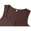 image:imageREORIA Womens Sexy Ribbed Button Down Square Neck Tank Tops Trendy Y2K 2026 Summer Sleeveless Going Out Vest Crop TopsBrown