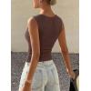 image:imageREORIA Womens Sexy Ribbed Button Down Square Neck Tank Tops Trendy Y2K 2026 Summer Sleeveless Going Out Vest Crop TopsBrown