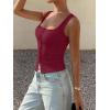 image:imageREORIA Womens Sexy Ribbed Button Down Square Neck Tank Tops Trendy Y2K 2026 Summer Sleeveless Going Out Vest Crop TopsBurgundy