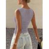 image:imageREORIA Womens Sexy Ribbed Button Down Square Neck Tank Tops Trendy Y2K 2026 Summer Sleeveless Going Out Vest Crop TopsGrey