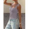 image:imageREORIA Womens Sexy Ribbed Button Down Square Neck Tank Tops Trendy Y2K 2026 Summer Sleeveless Going Out Vest Crop TopsGrey