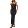 image:imageREORIA Mesh Sheer Sleeveless Wedding Guest Maxi Dresses for Women Ruched Bodycon Square Neck Halter Long Dress Summer 2026Black Onyx