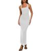 image:imageREORIA Mesh Sheer Sleeveless Wedding Guest Maxi Dresses for Women Ruched Bodycon Square Neck Halter Long Dress Summer 2026Brilliant White
