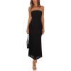 image:imageREORIA Womens 2026 Summer Floral Mesh Strapless Midi Dress Backless Beach Wedding Guest Cocktail Party DressesBlack