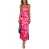 image:imageREORIA Womens 2026 Summer Floral Mesh Strapless Midi Dress Backless Beach Wedding Guest Cocktail Party DressesPink Floral