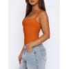 image:imageREORIA Butsmooth Womens Sexy Sleeveless Square Neck Double Lined Basic Bodysuit Tank TopsOrange Popsicle