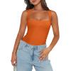 image:imageREORIA Butsmooth Womens Sexy Sleeveless Square Neck Double Lined Basic Bodysuit Tank TopsOrange Popsicle