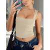 image:imageREORIA Butsmooth Womens Square Neck Going Out Crop Tops Double Lined Cute Basic Tank Tops 2026 ClothesApricot