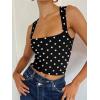 image:imageREORIA Butsmooth Womens Square Neck Going Out Crop Tops Double Lined Cute Basic Tank Tops 2026 ClothesBlack With White Polka Dots