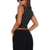 image:imageREORIA Butsmooth Womens Square Neck Going Out Crop Tops Double Lined Cute Basic Tank Tops 2026 ClothesBlack With White Polka Dots