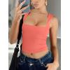 image:imageREORIA Butsmooth Womens Square Neck Going Out Crop Tops Double Lined Cute Basic Tank Tops 2026 ClothesBright Orange