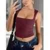 image:imageREORIA Butsmooth Womens Square Neck Going Out Crop Tops Double Lined Cute Basic Tank Tops 2026 ClothesBurgundy