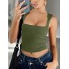 image:imageREORIA Butsmooth Womens Square Neck Going Out Crop Tops Double Lined Cute Basic Tank Tops 2026 ClothesDark Green