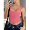 image:imageREORIA Butsmooth Womens Square Neck Going Out Crop Tops Double Lined Cute Basic Tank Tops 2026 ClothesDeep Pink