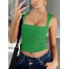 image:imageREORIA Butsmooth Womens Square Neck Going Out Crop Tops Double Lined Cute Basic Tank Tops 2026 ClothesGreen