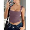 image:imageREORIA Butsmooth Womens Square Neck Going Out Crop Tops Double Lined Cute Basic Tank Tops 2026 ClothesGrey Purple