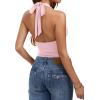 image:imageREORIA Womens Sexy Cowl Neck Halter Body Suits Summer Open Back Bodysuit Tank TopsBlush Powder