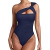 image:imageREORIA Womens Sexy One Shoulder Asymmetrical Leopard Print Mesh Ruched Backless Going Out Bodysuits TopsNavy Blue
