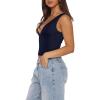 image:imageREORIA Womens Sexy Plunge Deep V Neck Sleeveless V Backless Tank Top Workout Yoga Crop TopsBaritone Blue