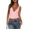 image:imageREORIA Womens Sexy Plunge Deep V Neck Sleeveless V Backless Tank Top Workout Yoga Crop TopsBlush