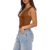 image:imageREORIA Womens Sexy Plunge Deep V Neck Sleeveless V Backless Tank Top Workout Yoga Crop TopsBrown