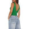 image:imageREORIA Womens Sexy Plunge Deep V Neck Sleeveless V Backless Tank Top Workout Yoga Crop TopsGreen