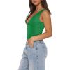 image:imageREORIA Womens Sexy Plunge Deep V Neck Sleeveless V Backless Tank Top Workout Yoga Crop TopsGreen