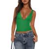 image:imageREORIA Womens Sexy Plunge Deep V Neck Sleeveless V Backless Tank Top Workout Yoga Crop TopsGreen