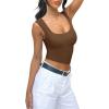 image:imageREORIA Womens Summer Sexy Square Neck Sleeveless Double Lined Going Out Crop Basic Tank TopsCoffee