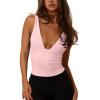 image:imageREORIA Womens Sexy Plunge Deep V Neck Sleeveless V Backless Tank Top Workout Yoga Crop TopsBlush