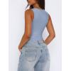 image:imageREORIA Butsmooth Womens Sexy Sleeveless Square Neck Double Lined Basic Bodysuit Tank TopsLight Blue