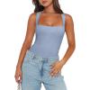 image:imageREORIA Butsmooth Womens Sexy Sleeveless Square Neck Double Lined Basic Bodysuit Tank TopsLight Blue