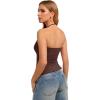 image:imageREORIA Womens Adjustable Halter Double Lined Tank Top Backless Sexy Going Out Y2K Slim Fit Side Split Camisole Crop TopCoffee