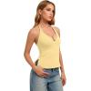 image:imageREORIA Womens Adjustable Halter Double Lined Tank Top Backless Sexy Going Out Y2K Slim Fit Side Split Camisole Crop TopPopcorn