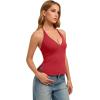 image:imageREORIA Womens Adjustable Halter Double Lined Tank Top Backless Sexy Going Out Y2K Slim Fit Side Split Camisole Crop TopRuby