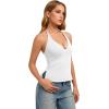 image:imageREORIA Womens Adjustable Halter Double Lined Tank Top Backless Sexy Going Out Y2K Slim Fit Side Split Camisole Crop TopWhite