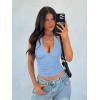 image:imageREORIA Womens Halter Tank Tops Double Lined Basic Cami Shirts Sexy Backless Y2K Trendy Going Out TopsAir Blue