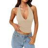 image:imageREORIA Womens Halter Tank Tops Double Lined Basic Cami Shirts Sexy Backless Y2K Trendy Going Out TopsBeige