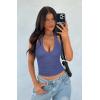 image:imageREORIA Womens Halter Tank Tops Double Lined Basic Cami Shirts Sexy Backless Y2K Trendy Going Out TopsBlue