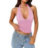 image:imageREORIA Womens Halter Tank Tops Double Lined Basic Cami Shirts Sexy Backless Y2K Trendy Going Out TopsBlush Pink