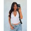 image:imageREORIA Womens Halter Tank Tops Double Lined Basic Cami Shirts Sexy Backless Y2K Trendy Going Out TopsBrilliant White