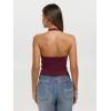 image:imageREORIA Womens Halter Tank Tops Double Lined Basic Cami Shirts Sexy Backless Y2K Trendy Going Out TopsBurgundy