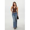 image:imageREORIA Womens Halter Tank Tops Double Lined Basic Cami Shirts Sexy Backless Y2K Trendy Going Out TopsChocolate