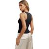 image:imageREORIA Womens High Neck Sleeveless Tank Tops Racerback Double Lined Basic Tops Summer Fitted Going Out TopsBlack Onyx