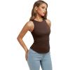 image:imageREORIA Womens High Neck Sleeveless Tank Tops Racerback Double Lined Basic Tops Summer Fitted Going Out TopsChocolate