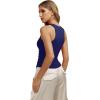 image:imageREORIA Womens High Neck Sleeveless Tank Tops Racerback Double Lined Basic Tops Summer Fitted Going Out TopsNavy Blue