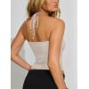 image:imageREORIA Womens Sexy Halter Backless Tank Tops Basic Double Lined Camisole Crop Tops Y2K Trendy Sleeveless Shirts Going Out TopCloud White