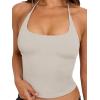image:imageREORIA Womens Sexy Halter Backless Tank Tops Basic Double Lined Camisole Crop Tops Y2K Trendy Sleeveless Shirts Going Out TopCloud White