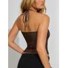 image:imageREORIA Womens Sexy Halter Backless Tank Tops Basic Double Lined Camisole Crop Tops Y2K Trendy Sleeveless Shirts Going Out TopCoffee